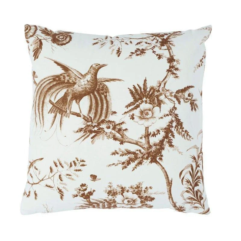 Brown Toile De La Prairie 18" Cotton Throw Pillow