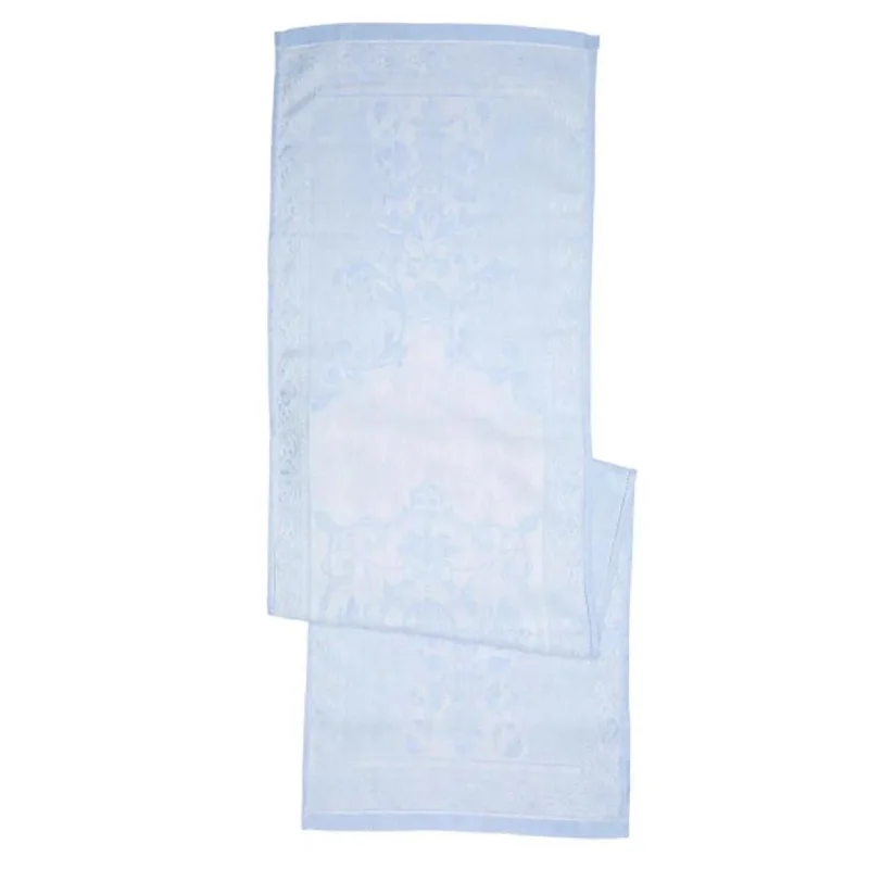 Linen Astra Table Runner, Ivory and Light Blue