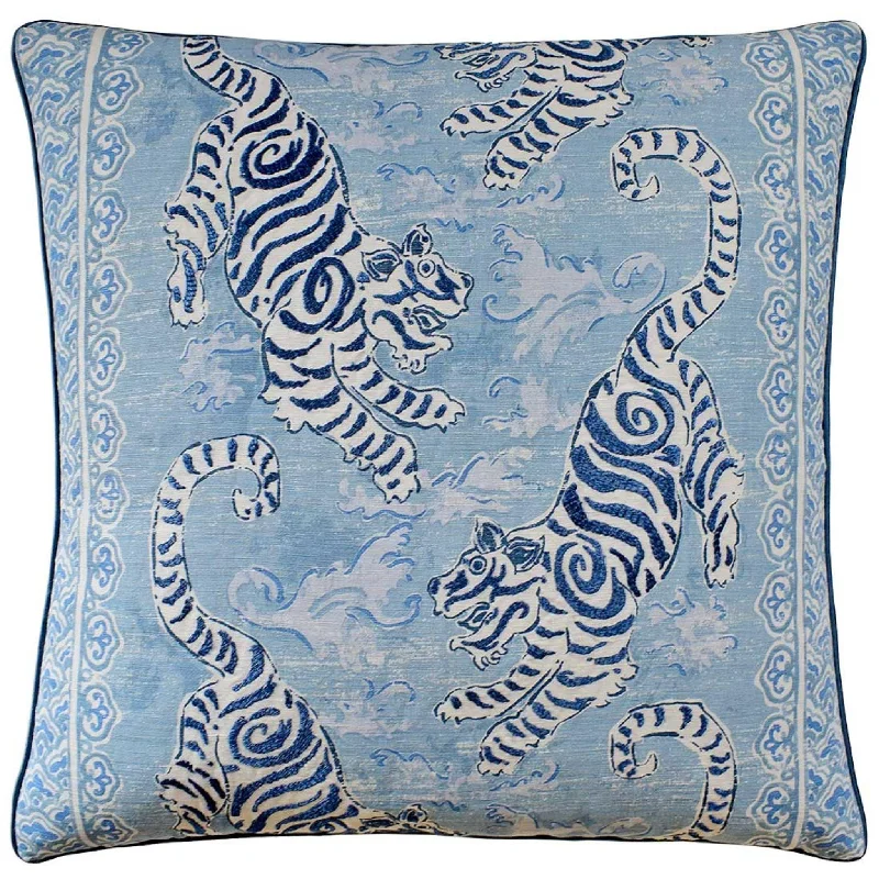 Sky Blue Pogol Tiger Print Decorative Pillow