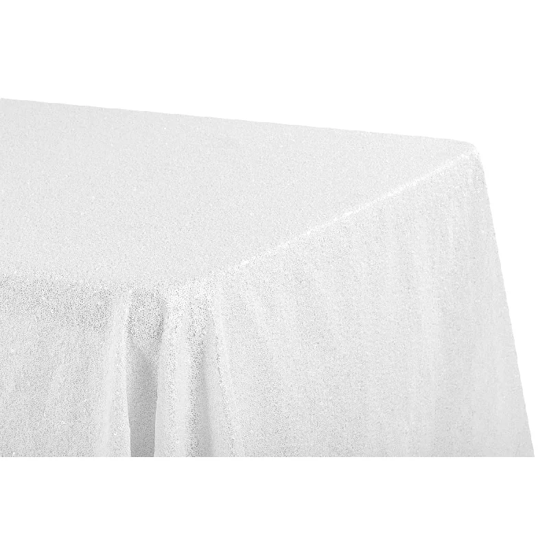 Glitz Sequin 90"x132" Rectangular Tablecloth - White