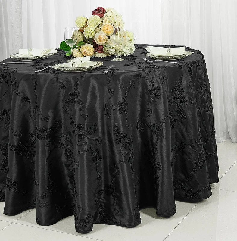 120" Seamless Round Ribbon Taffeta Tablecloth - Black (1pc)