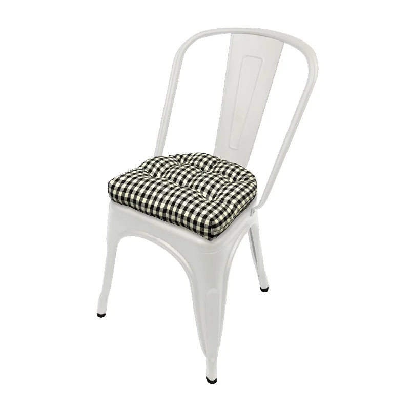 Farmhouse Check Black & White Checked Industrial Chair Cushion - Latex Foam Fill