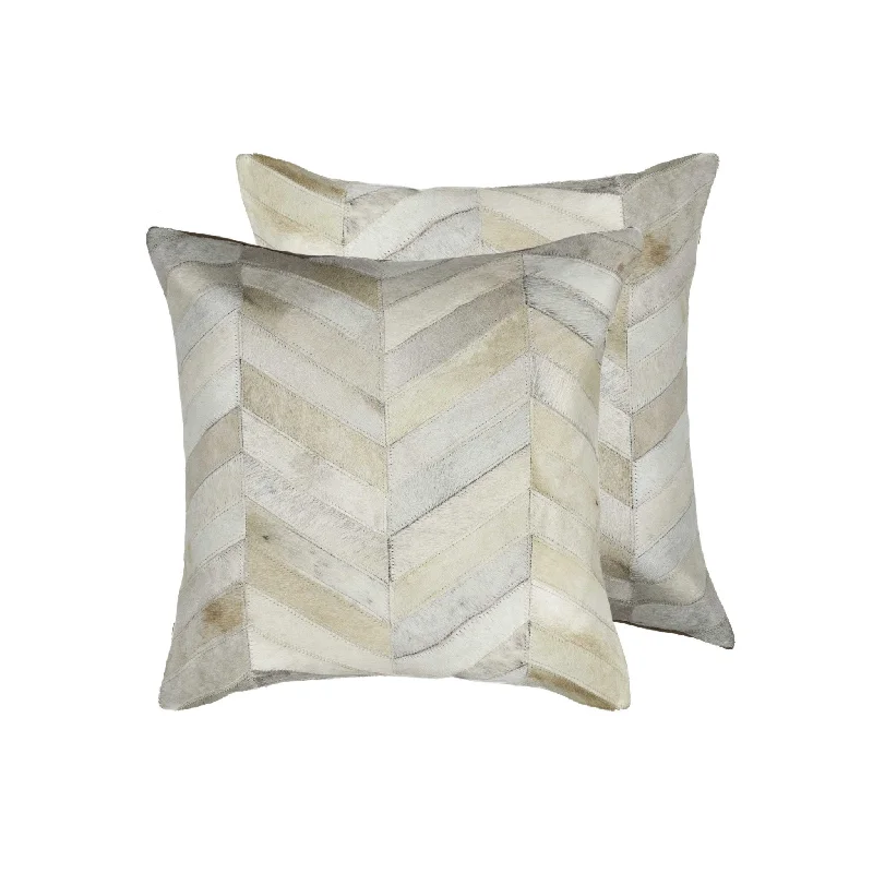 18" X 18" X 5" Natural Cowhide  Pillow 2 Pack