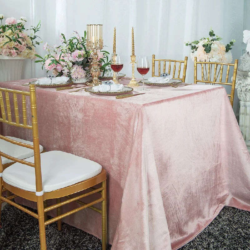 90"x156" Rectangular Seamless Italian Velvet Tablecloth - Blush Pink/Rose Gold (1pc)