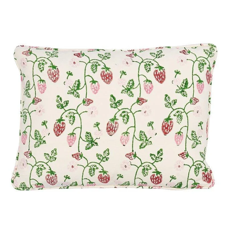 Wild Strawberry Motif Throw Pillow