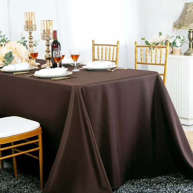 90"x156" Seamless Rectangular Polyester (220 GSM) Tablecloth - Chocolate (1pc)