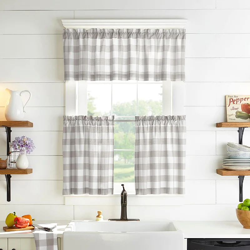 The Gray Barn Emily Gulch Buffalo Check Kitchen Curtain Tier Set