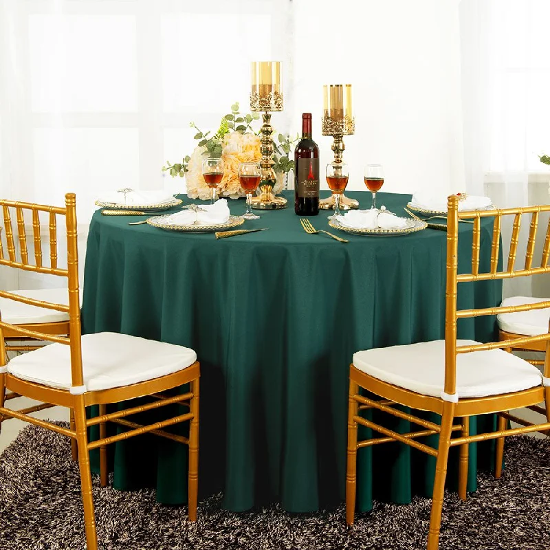 120" Seamless Round Polyester (220 GSM) Tablecloth - Hunter Green/Holly Green (1pc/pk)