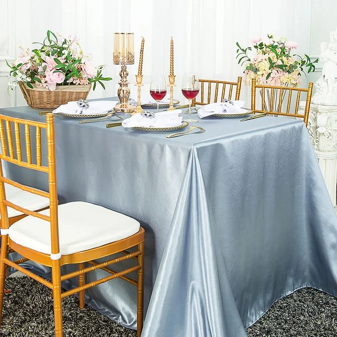 90"x132" Seamless Rectangular Satin Tablecloth - Dusty Blue (1pc)