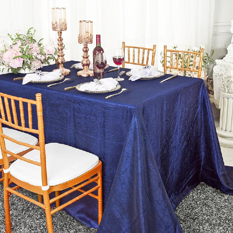 90"x156" Seamless Rectangular Crushed Taffeta Tablecloth - Navy Blue (1pc)