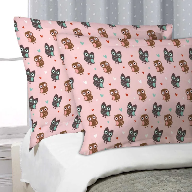 ArtzFolio Owls & Hearts Pillow Cover Case