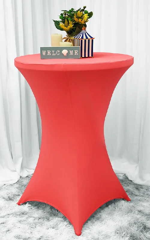 30"x42" Cocktail Spandex (220 GSM) Table Cover - Coral (1pc)