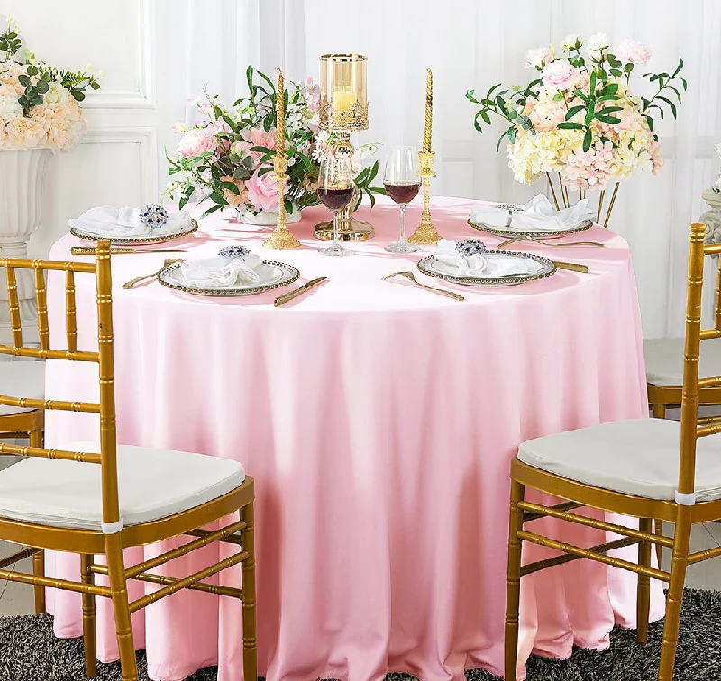 120" Seamless Round Scuba (Wrinkle-Free) (240 GSM) Tablecloth - Pink (1pc)