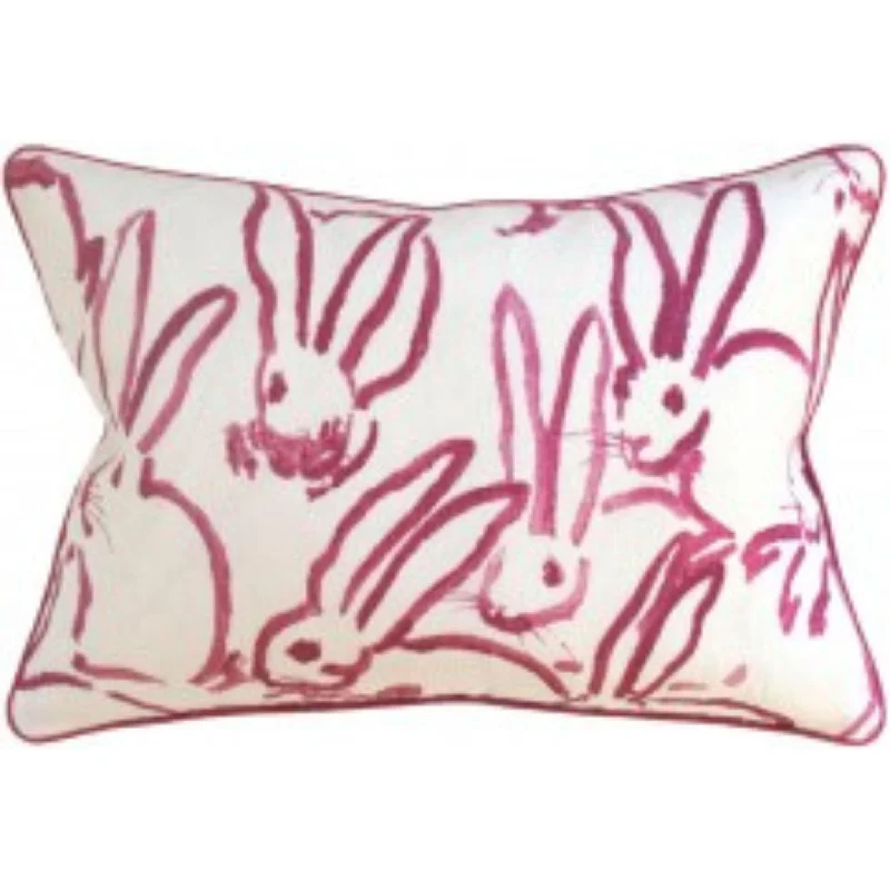 Pink Bunny Design Decorative Rectangular Throw Pillow