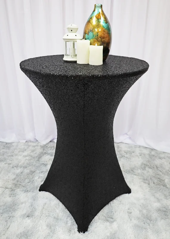 36"x42" Cocktail Sequin Spandex Table Cover - Black (1pc)