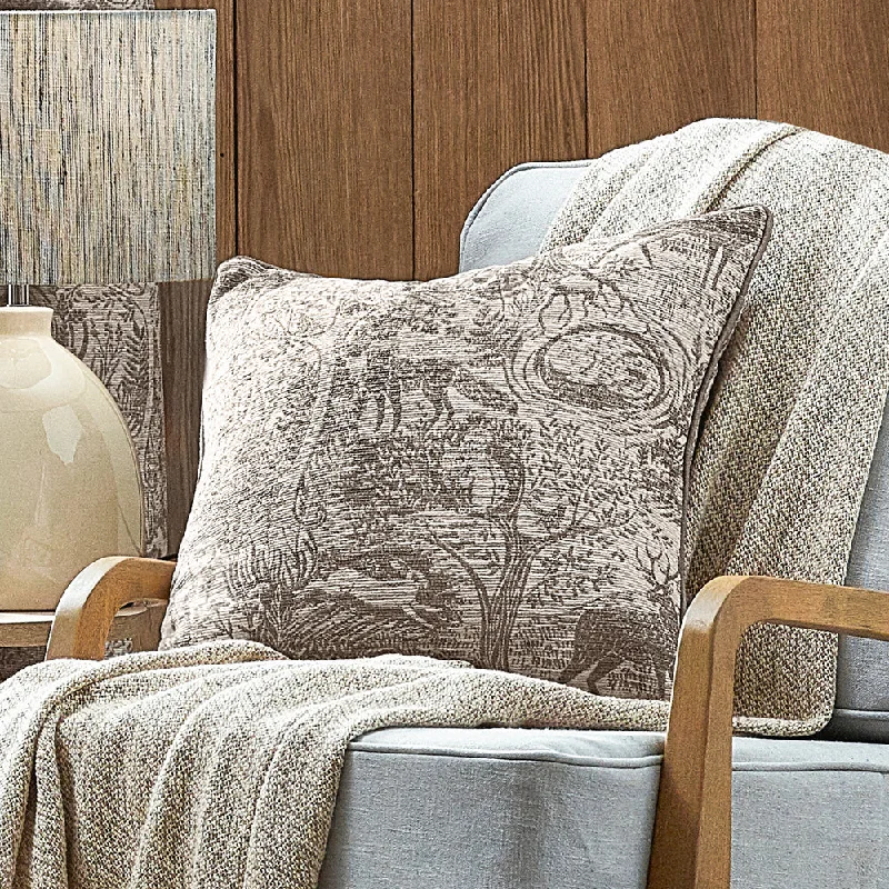 Winter Woods Animal Chenille Cushion Taupe