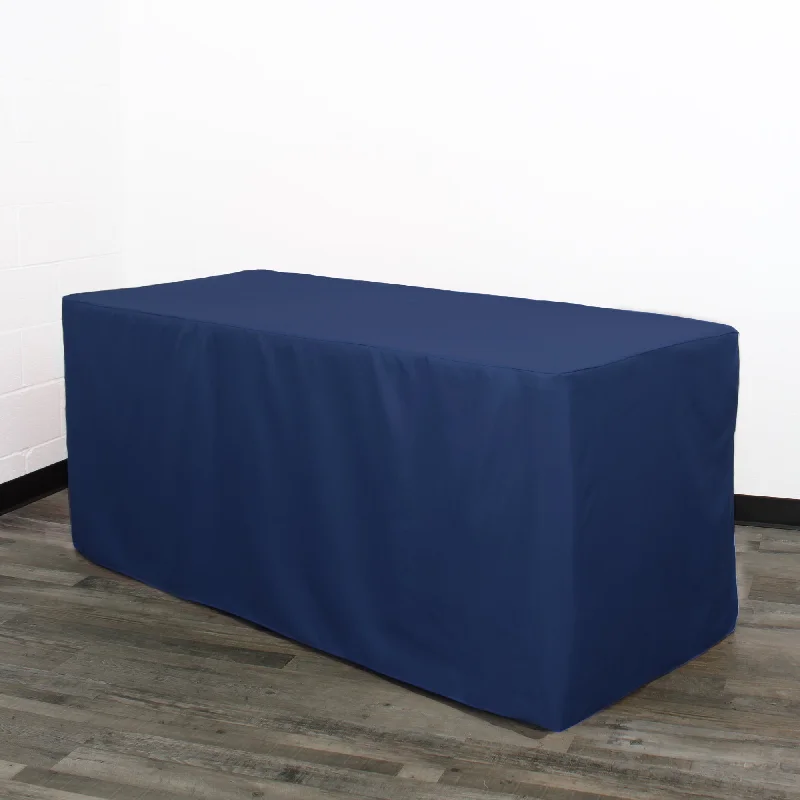 4 FT X 24 Inches  Rectangular Fitted Polyester Tablecloth Navy Blue