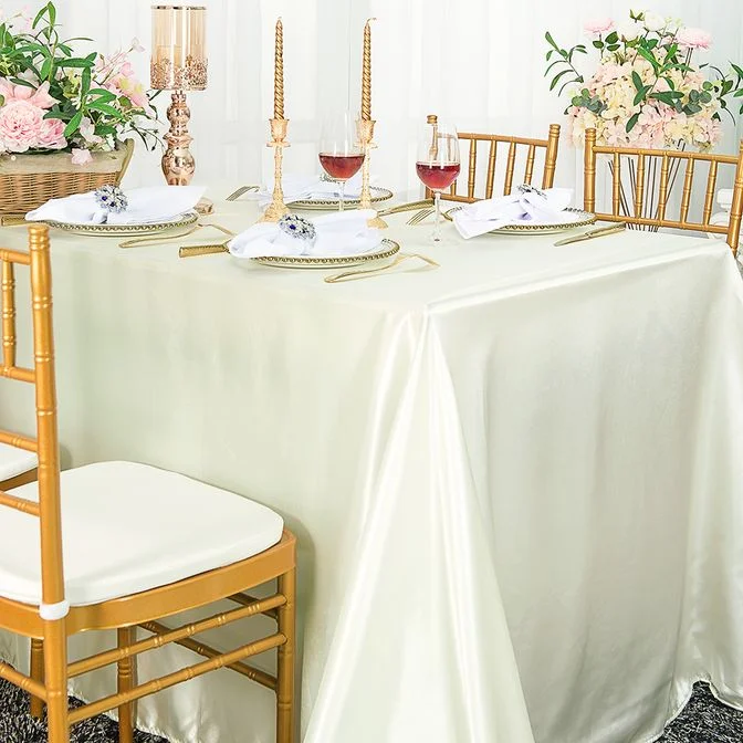 90"x156" Seamless Rectangular Satin Tablecloth - Ivory (1pc)