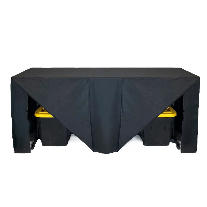 6 ft Fitted Slit Open Back Polyester Rectangular Tablecloth Black