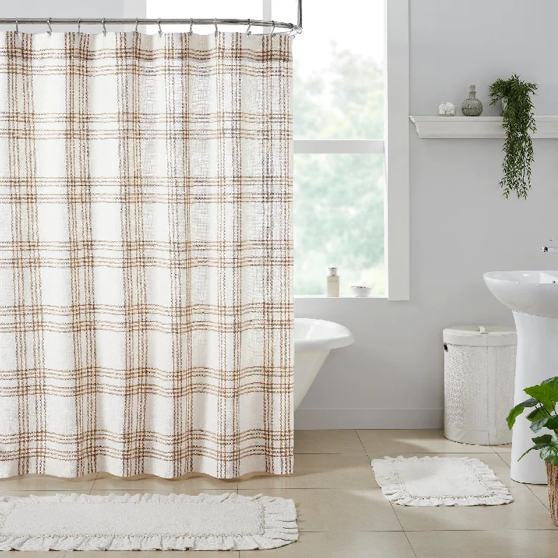 Wheat Plaid Shower Curtain 72x72 VHC Brands