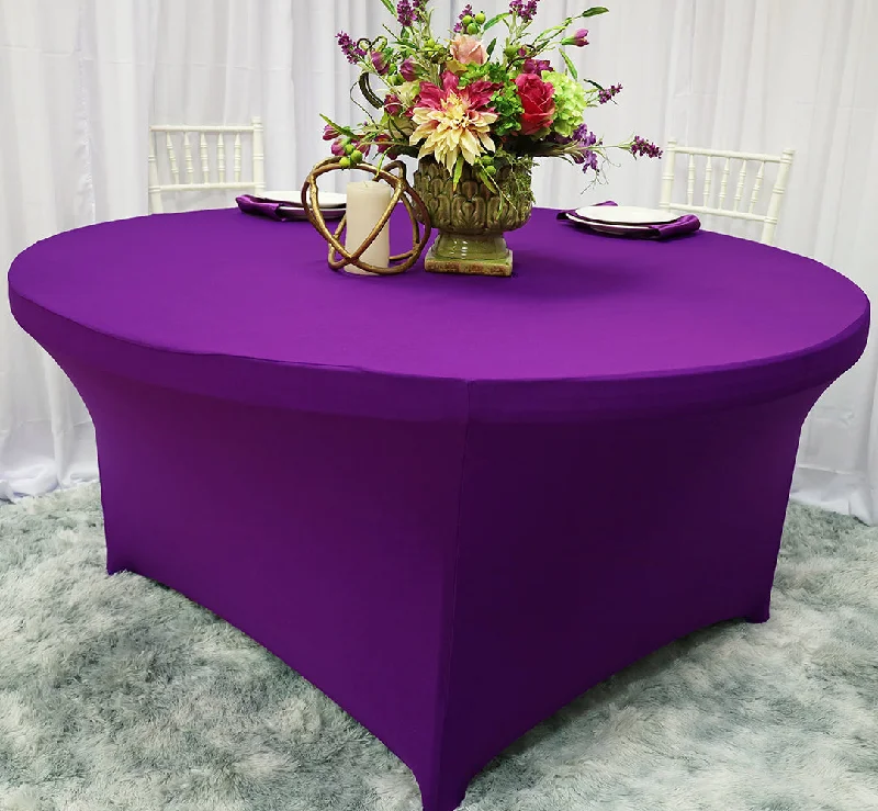 6 Ft Round Spandex (220 GSM) Table Cover - Purple (1pc)