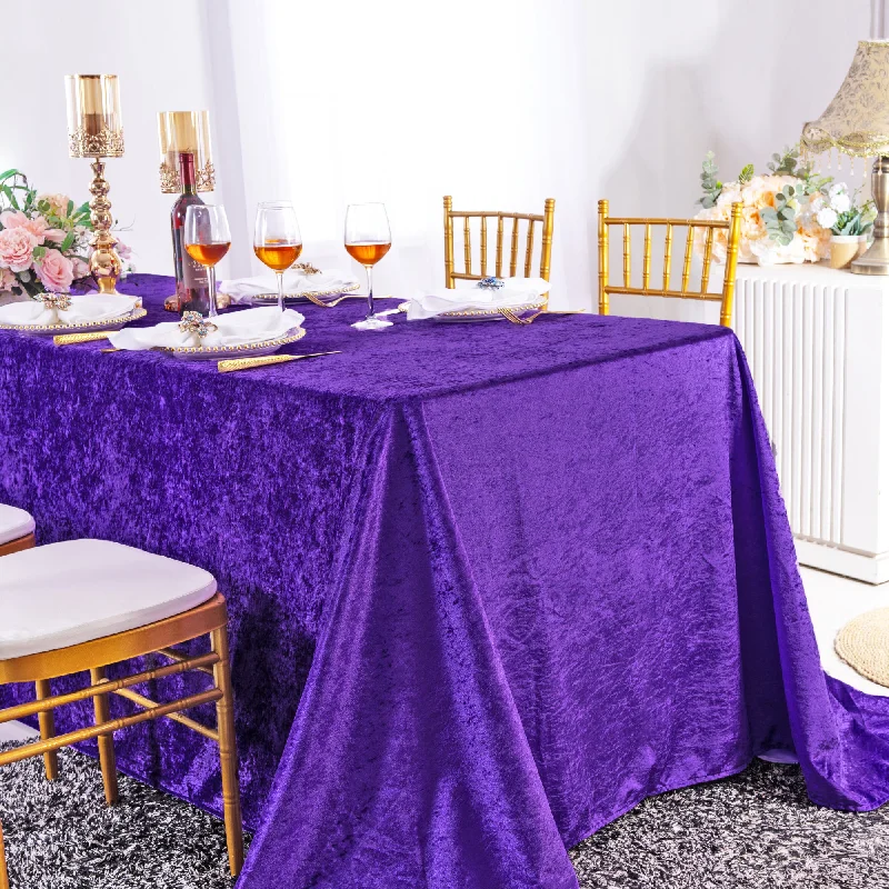 90"x132" Seamless Rectangular Ice Crushed Velvet (200 GSM) Tablecloth - Regency Purple (1pc)