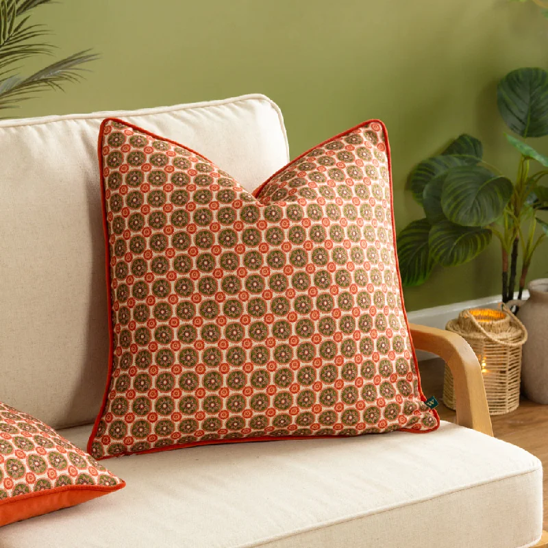 Onika Square Geometric Cushion Green