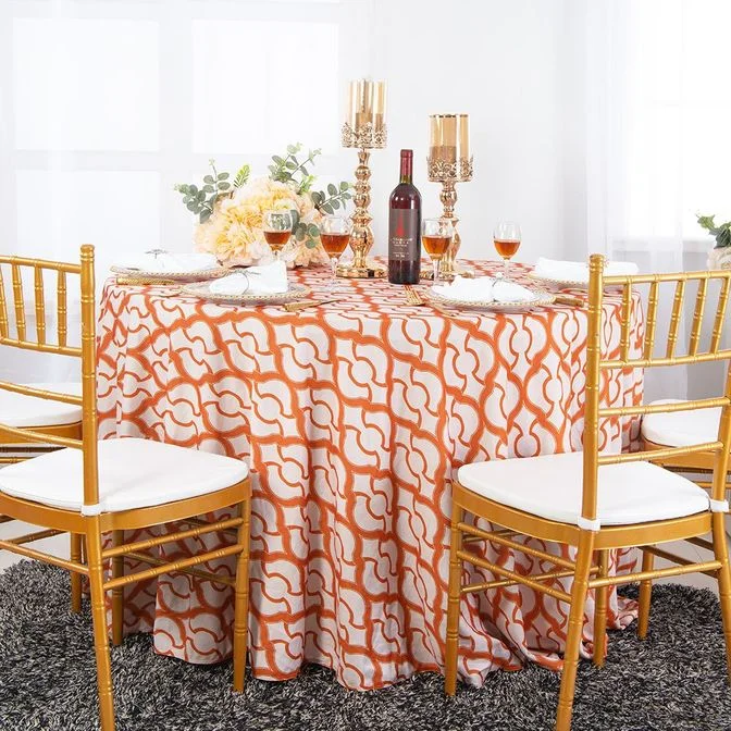 120" Seamless Round Miramar Scuba (Wrinkle-Free) (240 GSM) Tablecloth - Orange (1pc)