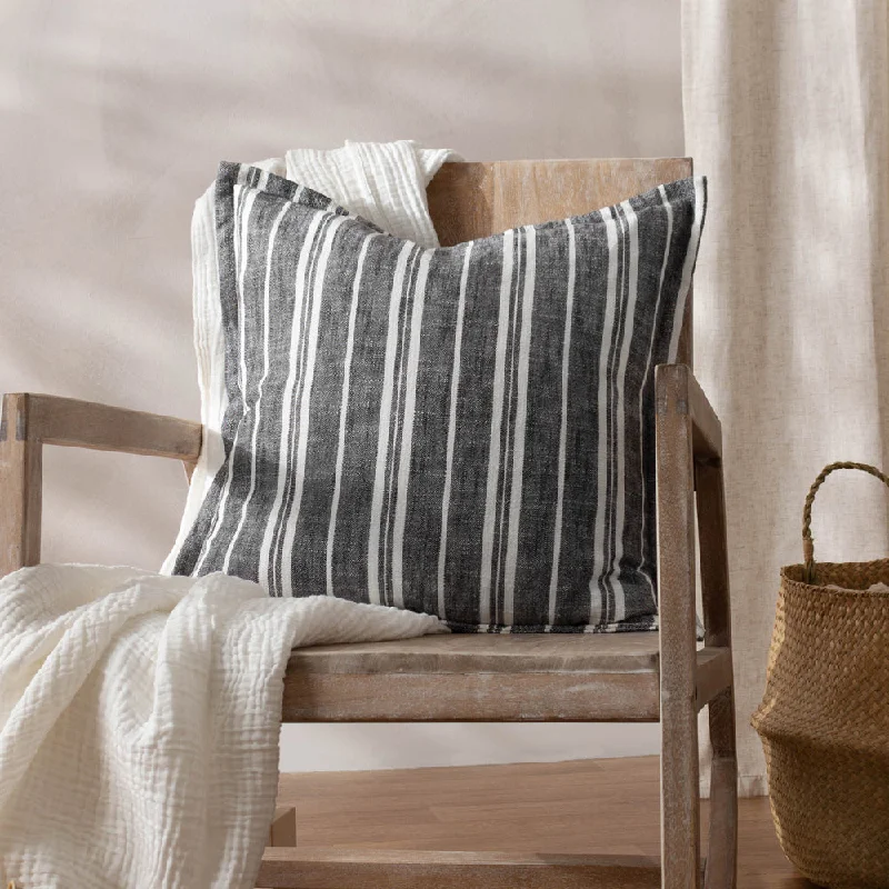 Hebble Striped Cushion Black