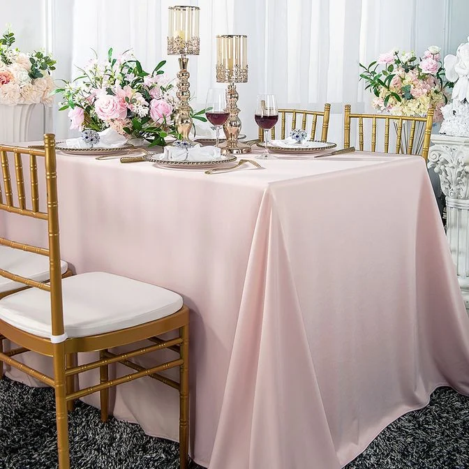 90"x132" Seamless Rectangular Scuba (Wrinkle-Free) (240 GSM) Tablecloth - Blush Pink/Rose Gold (1pc)