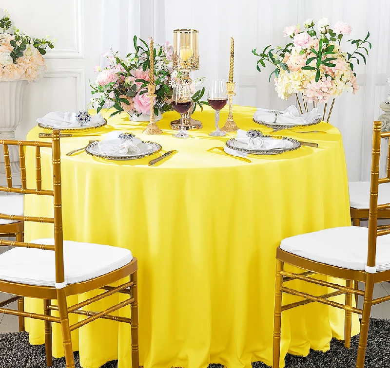 120" Seamless Round Scuba (Wrinkle-Free) (240 GSM) Tablecloth - Canary Yellow (1pc)