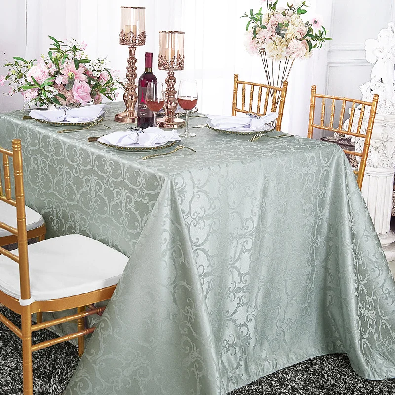 90"x156" Seamless Rectangular Versailles Chopin Damask Jacquard Polyester (220 GSM) Tablecloth - Silver (1pc)