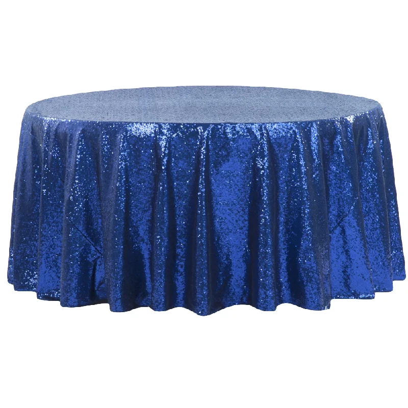 Glitz Sequins 120" Round Tablecloth - Royal Blue