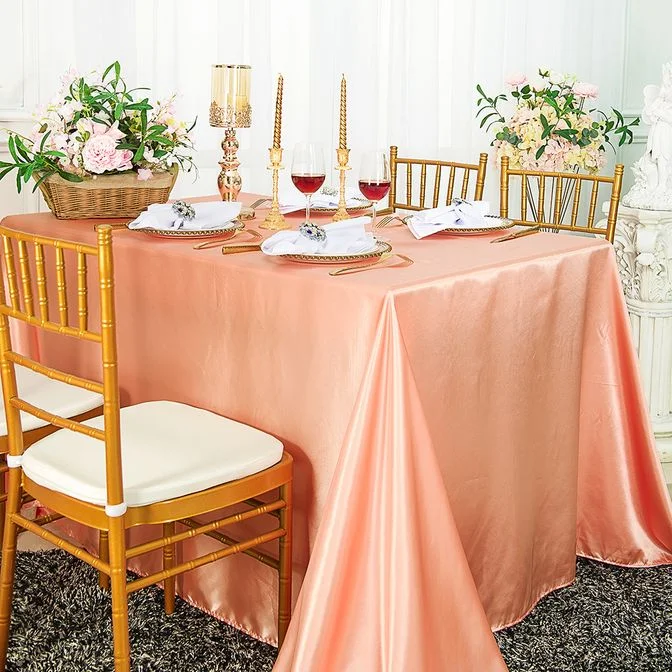 90"x132" Seamless Rectangular Satin Tablecloth - Apricot/Peach (1pc)