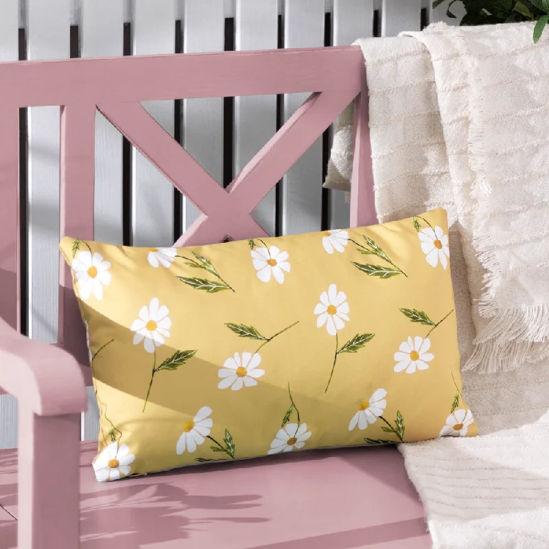 Daisies Floral Reversible Outdoor Cushion Yellow