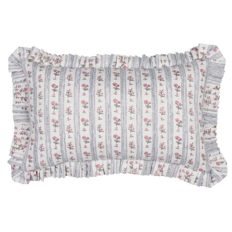 Rose Cabanon Stripe Linen Lumbar Throw Pillow