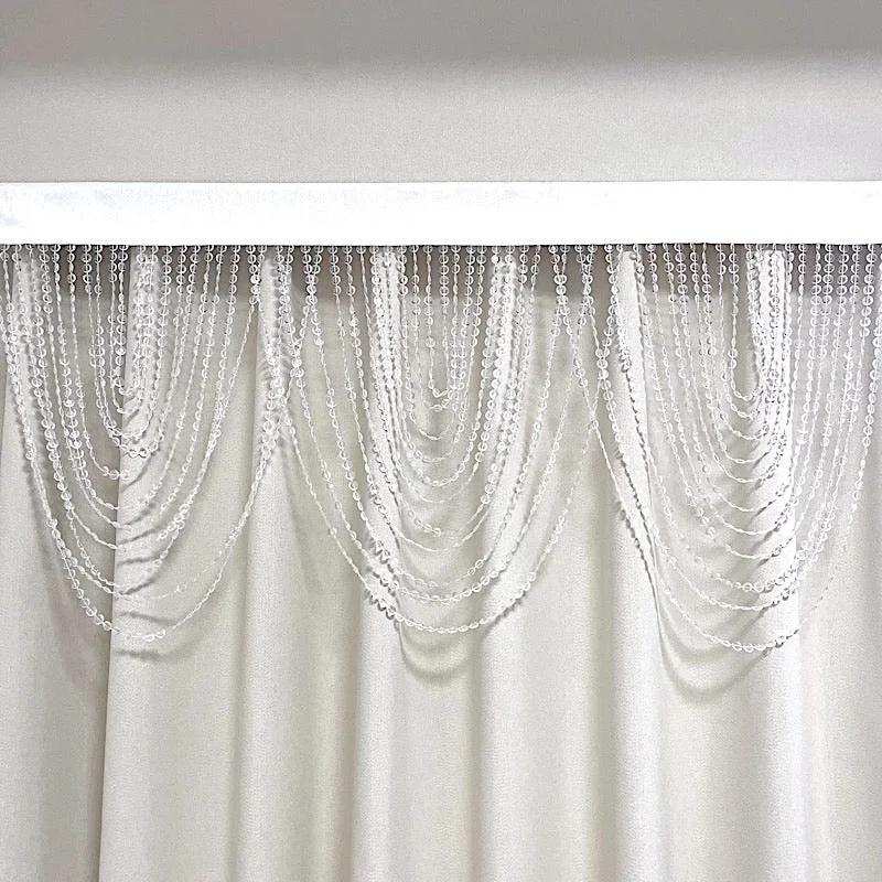 2 Acrylic Crystal Beaded Curtain Valance Fabric Top Rod Pocket - Clear