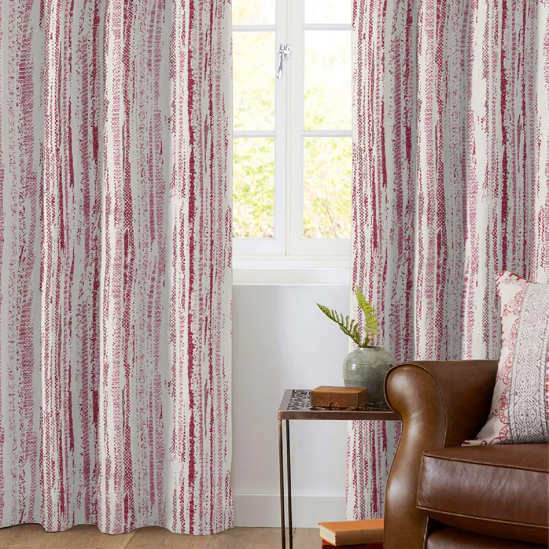 White And Taffy Pink Self Textured Jacquard Premium Curtain Fabric (Width 48 Inches)