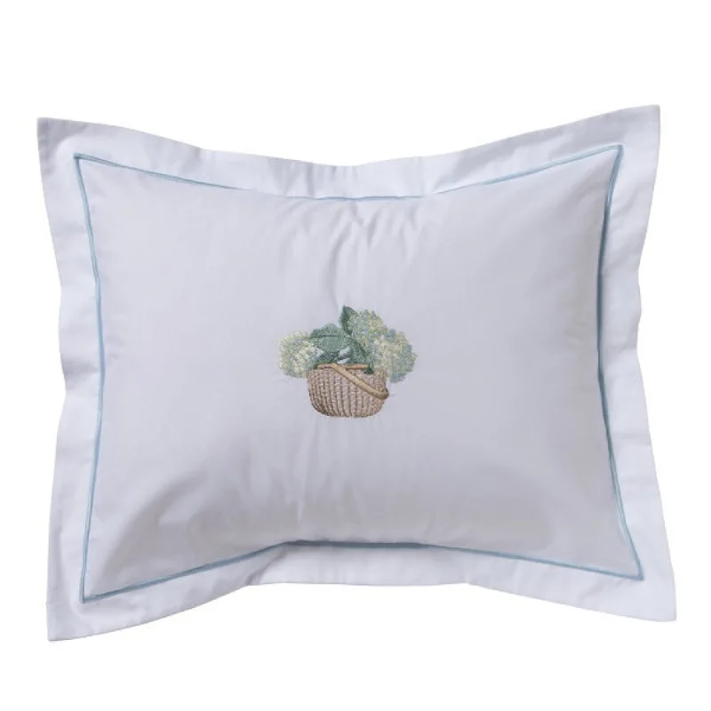 Boudoir Pillow Cover in Hydrangea Basket Cream in Blue