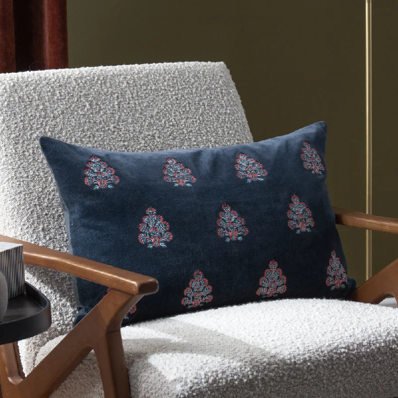 Rennes Embroidered Cushion Navy