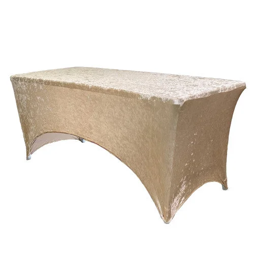 Velvet Spandex 6 Ft Rectangular Table Cover Champagne