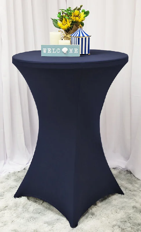 30"x42" Cocktail Spandex (220 GSM) Table Cover - Navy Blue (1pc)