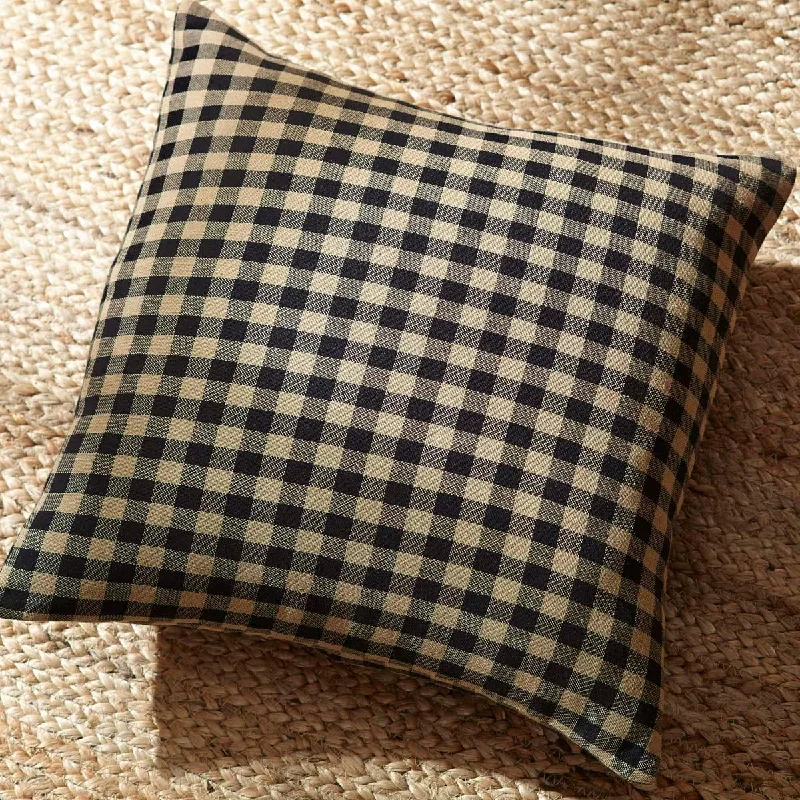 Black Check Pillow Fabric 16x16