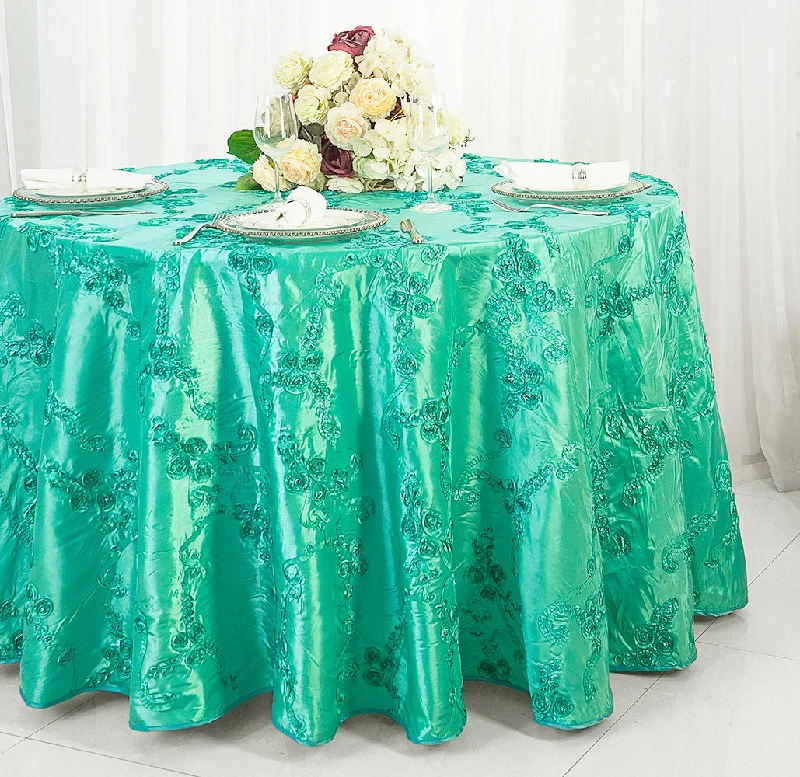 132" Round Ribbon Taffeta Tablecloth - Tiff Blue/Aqua Blue (1pc)