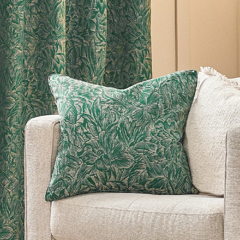 Grantley Jacquard Piped Cushion Emerald