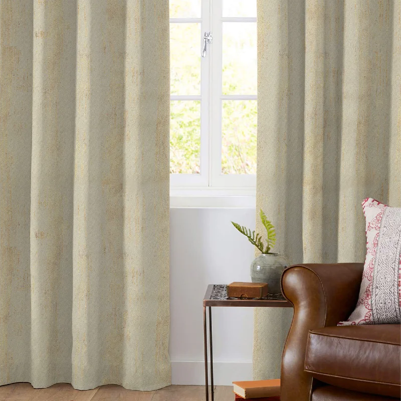 Beige Texture Pattern Golden Foil Premium Curtain Fabric (Width 54 Inches)