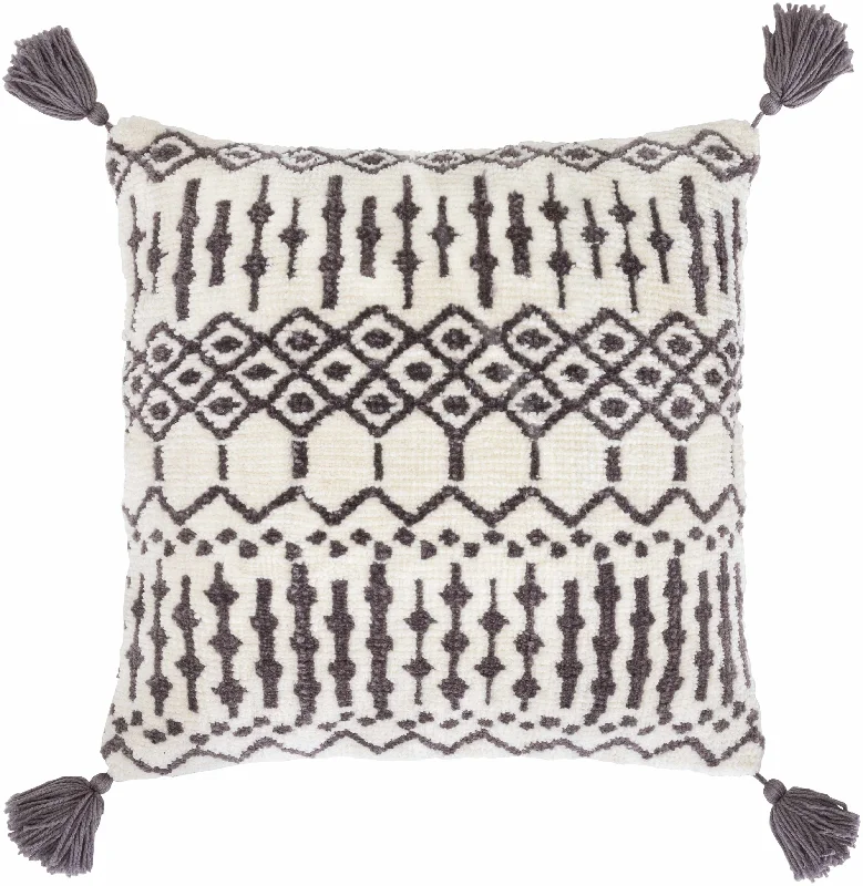 Binalan Black White Geometric Tassel Accent Pillow - Clearance