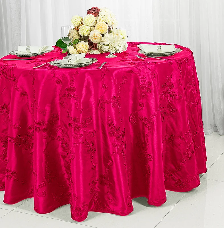 132" Round Ribbon Taffeta Tablecloth - Fuchsia (1pc)