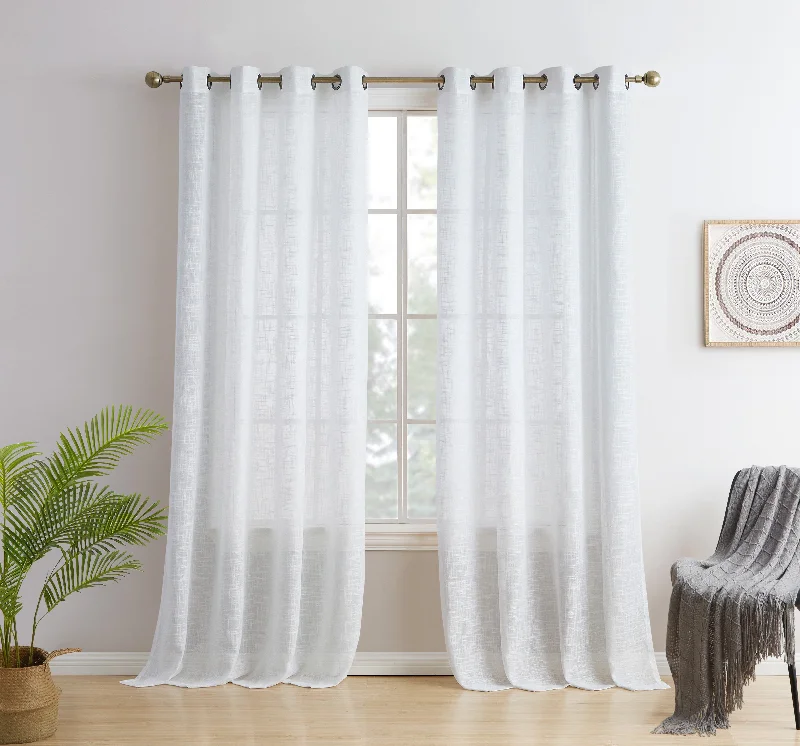 Madison Faux Linen Sheer Grommet Curtain Panels