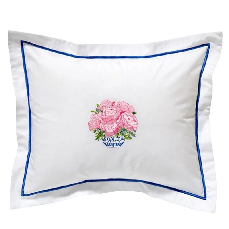 Boudoir Pillow Cover in Pot of Peonies Pink